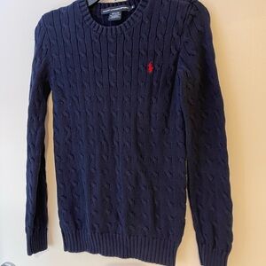 Ralph Lauren Men's Dark Blue Cable Knit Sweater